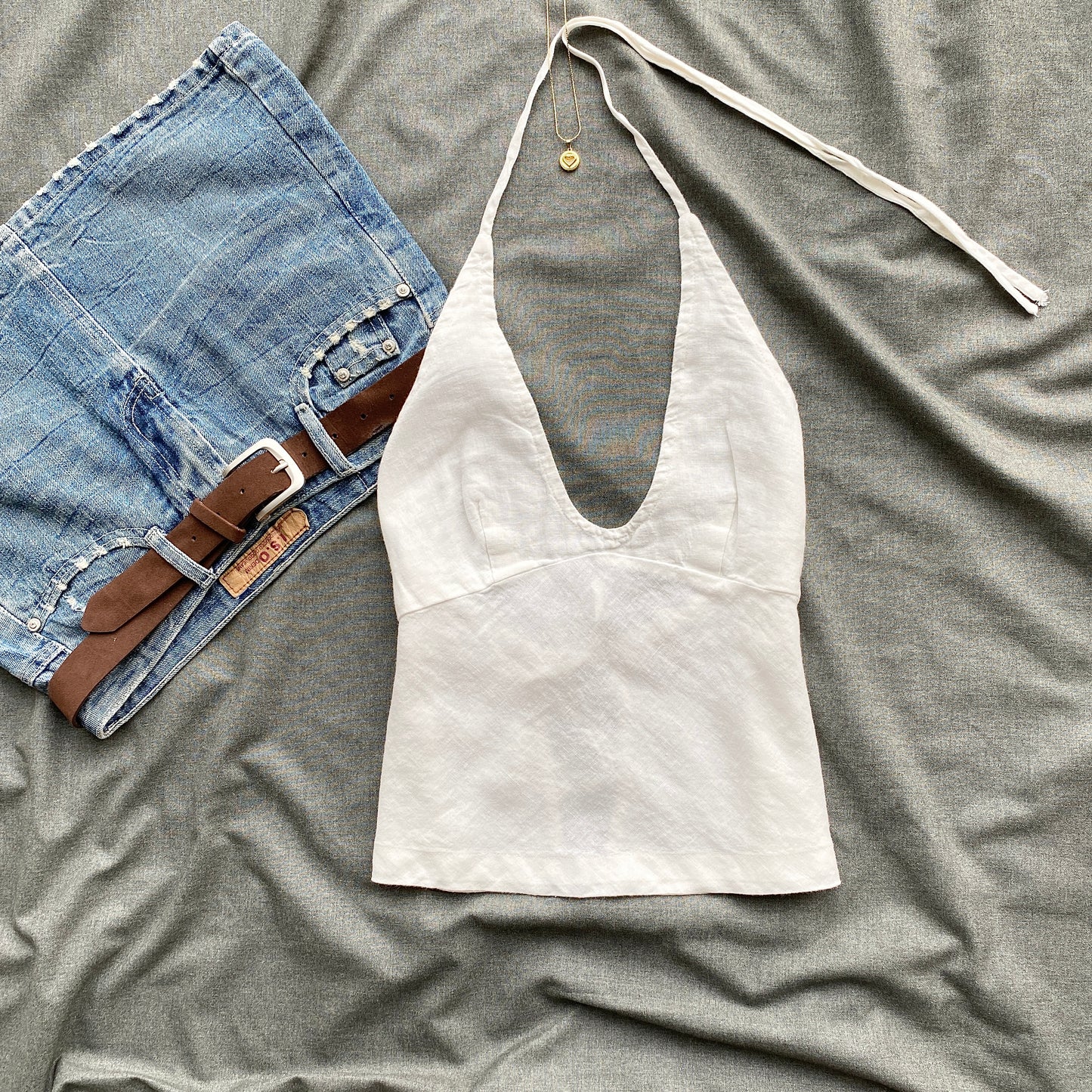 WHITE LINEN TOP (Bust : 28-32, Upper Waist : 23-28)