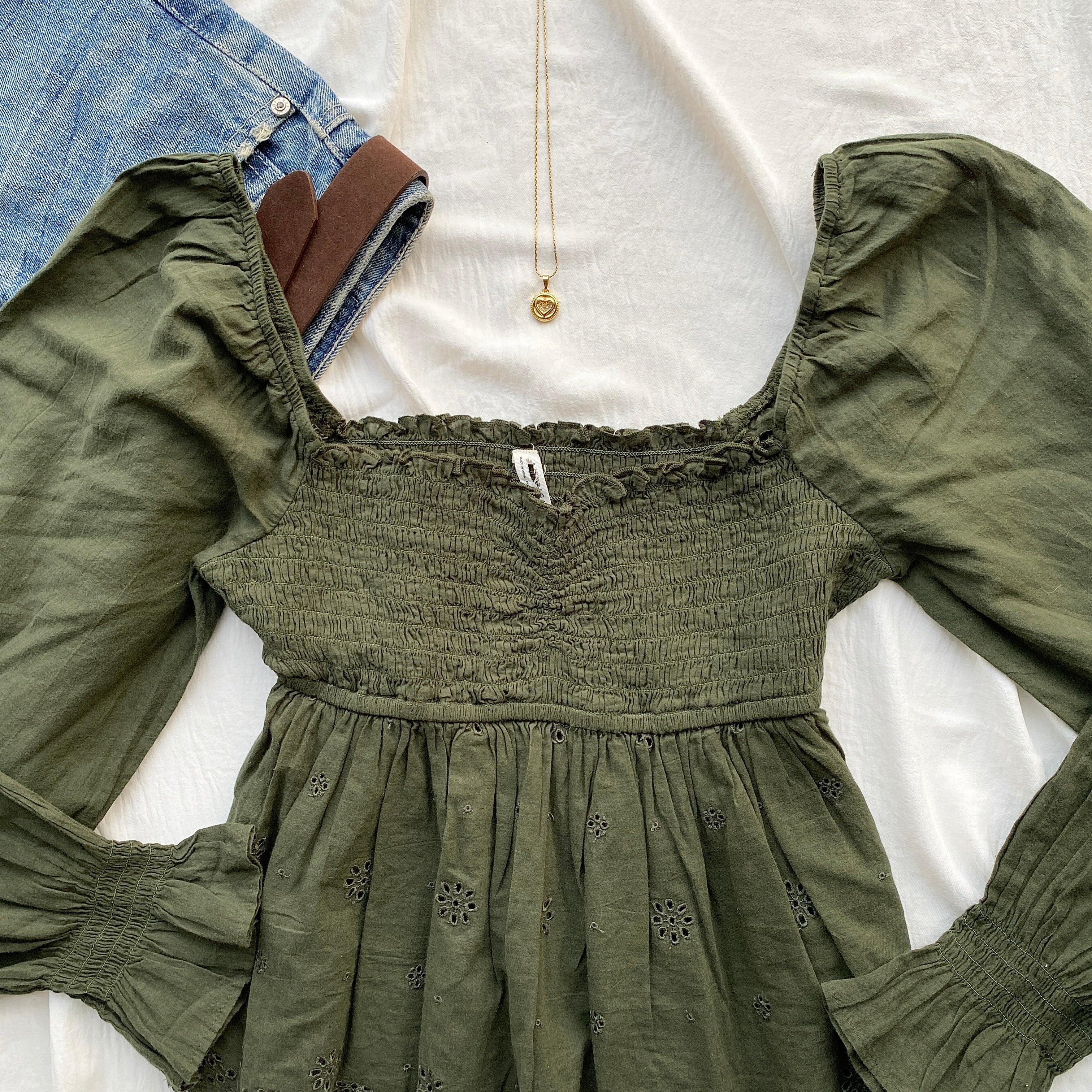 OLIVE GREEN FULL SLEEVED TOP (Two sizes available)