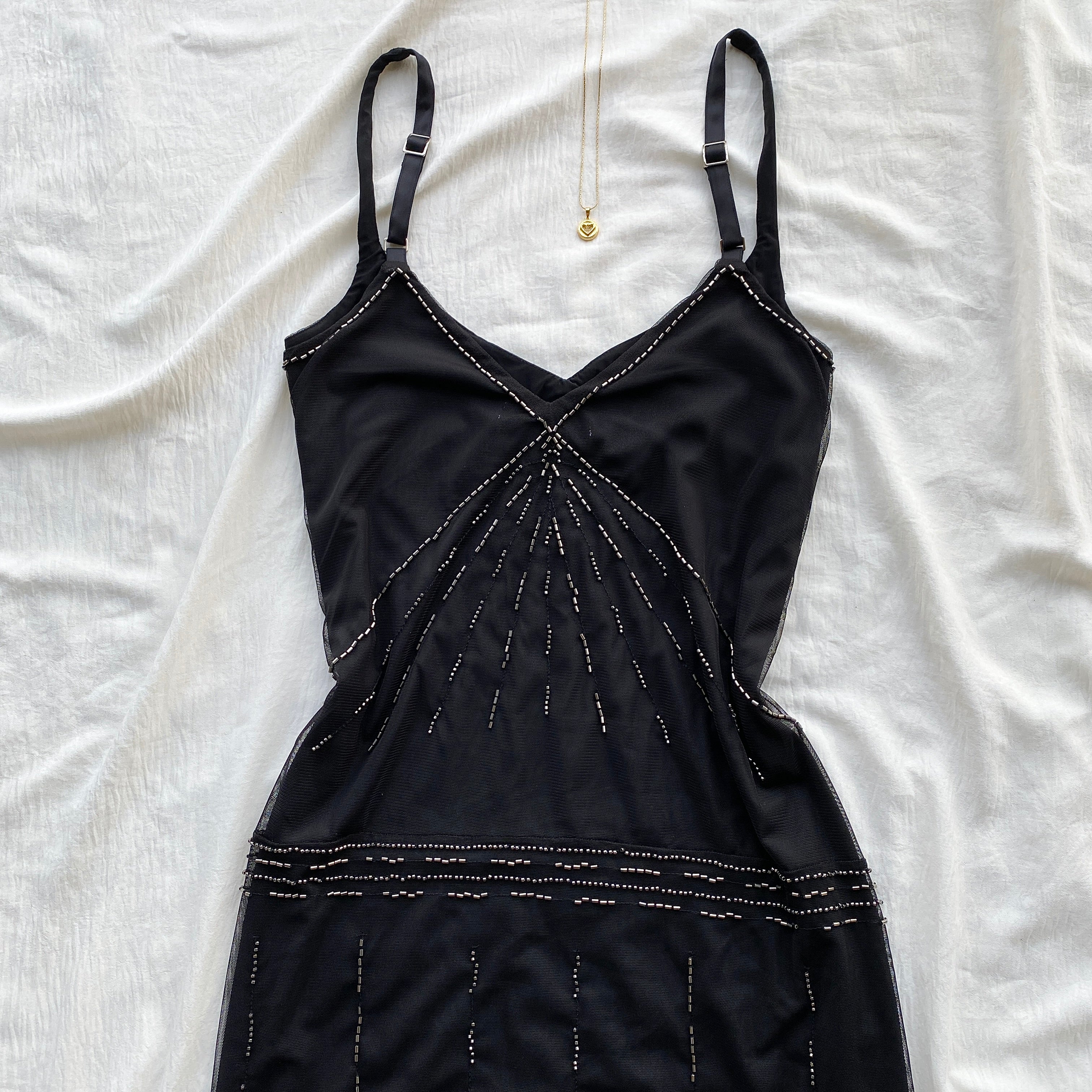 BLACK BEADED DRESS FROM ABERCROMBIE (Bust : 34-36, Upper Waist : 26-29)