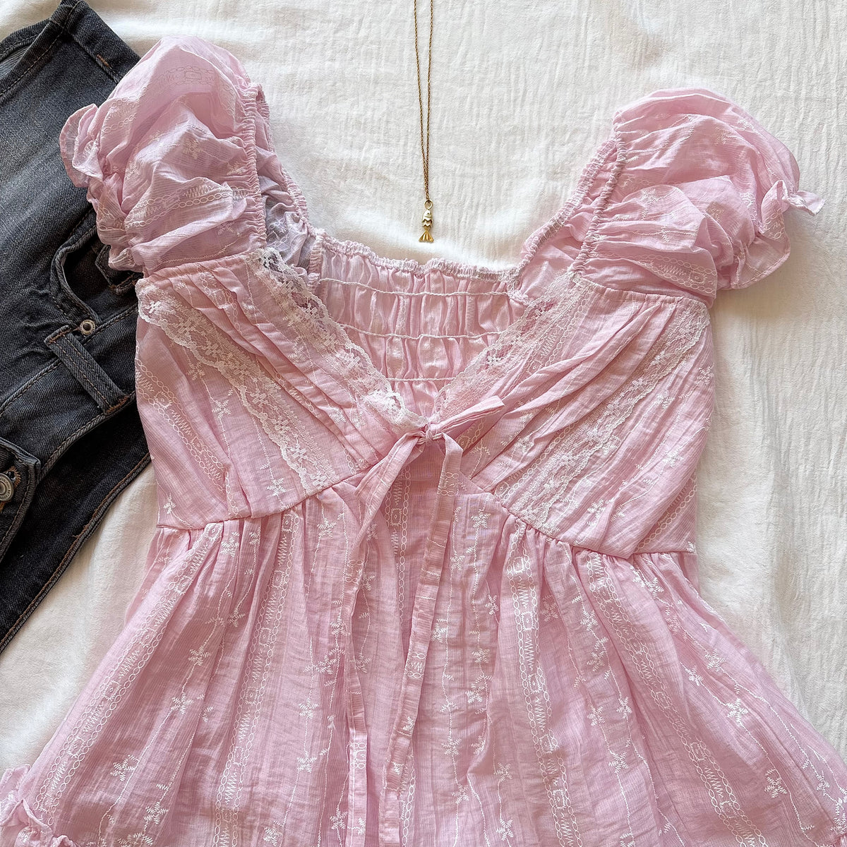 ODETTA TOP IN PINK (Bust : 30-34, Upper Waist : 24-28)