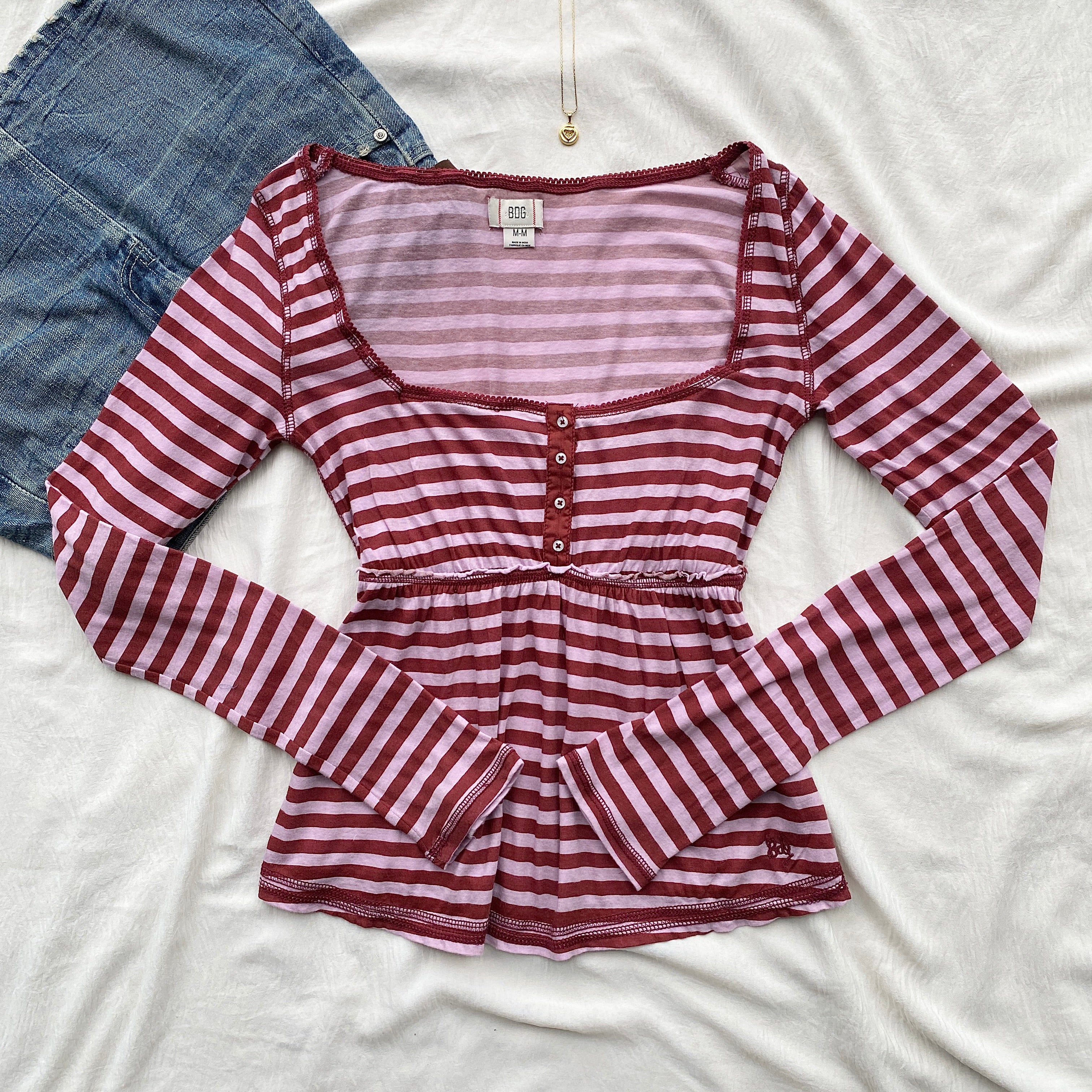 PINK HENLEY TOP FROM URBAN OUTFITTERS (Bust : 32-34, Upper Waist : 26-34)