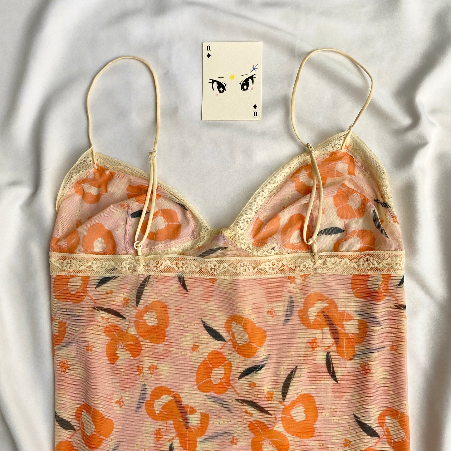 ORANGE MESH CAMI TOP (Bust : 34-38, Upper Waist : 28-36)