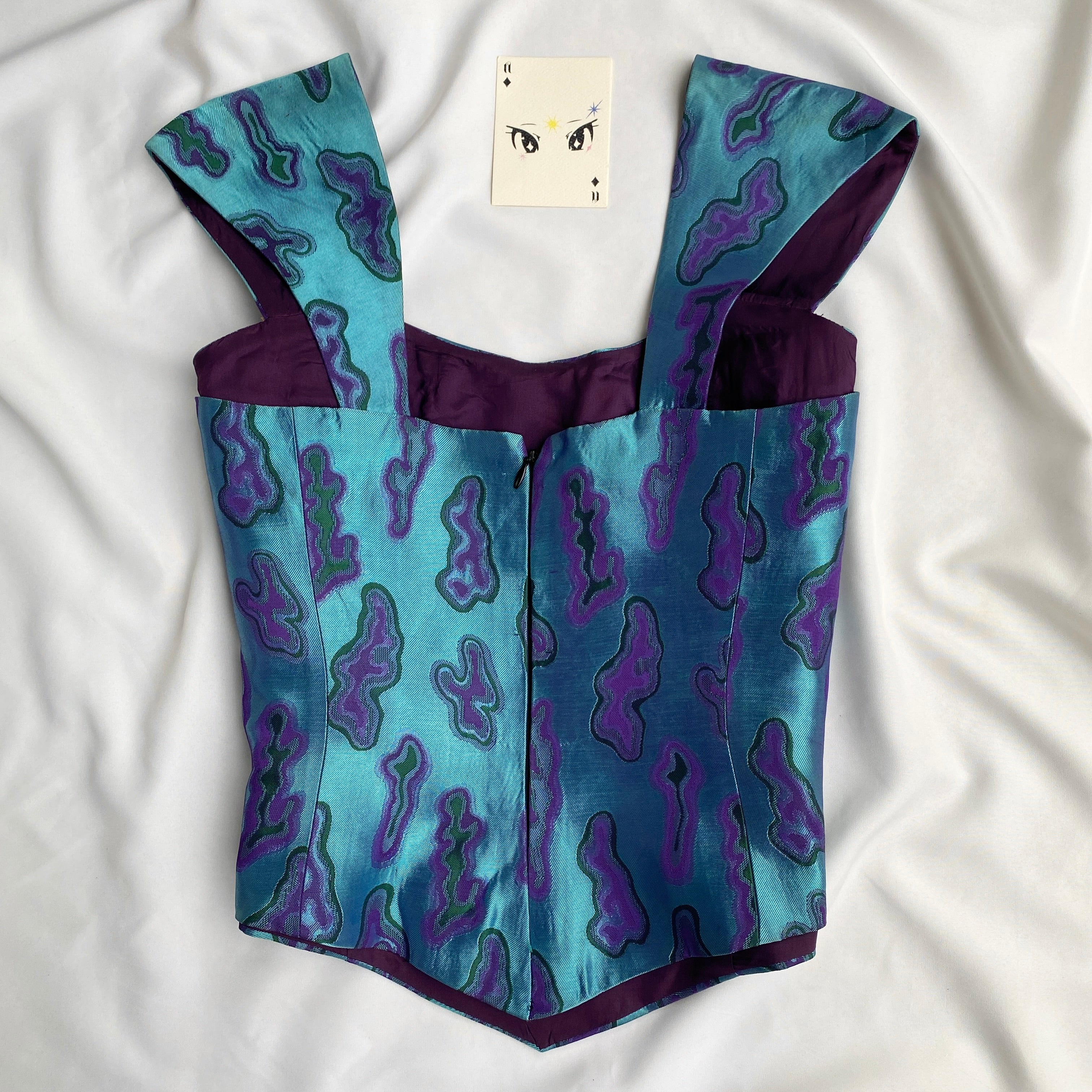 BLUE IRIDESCENT CORSET (Bust : 32-34, Upper Waist : 24-26)