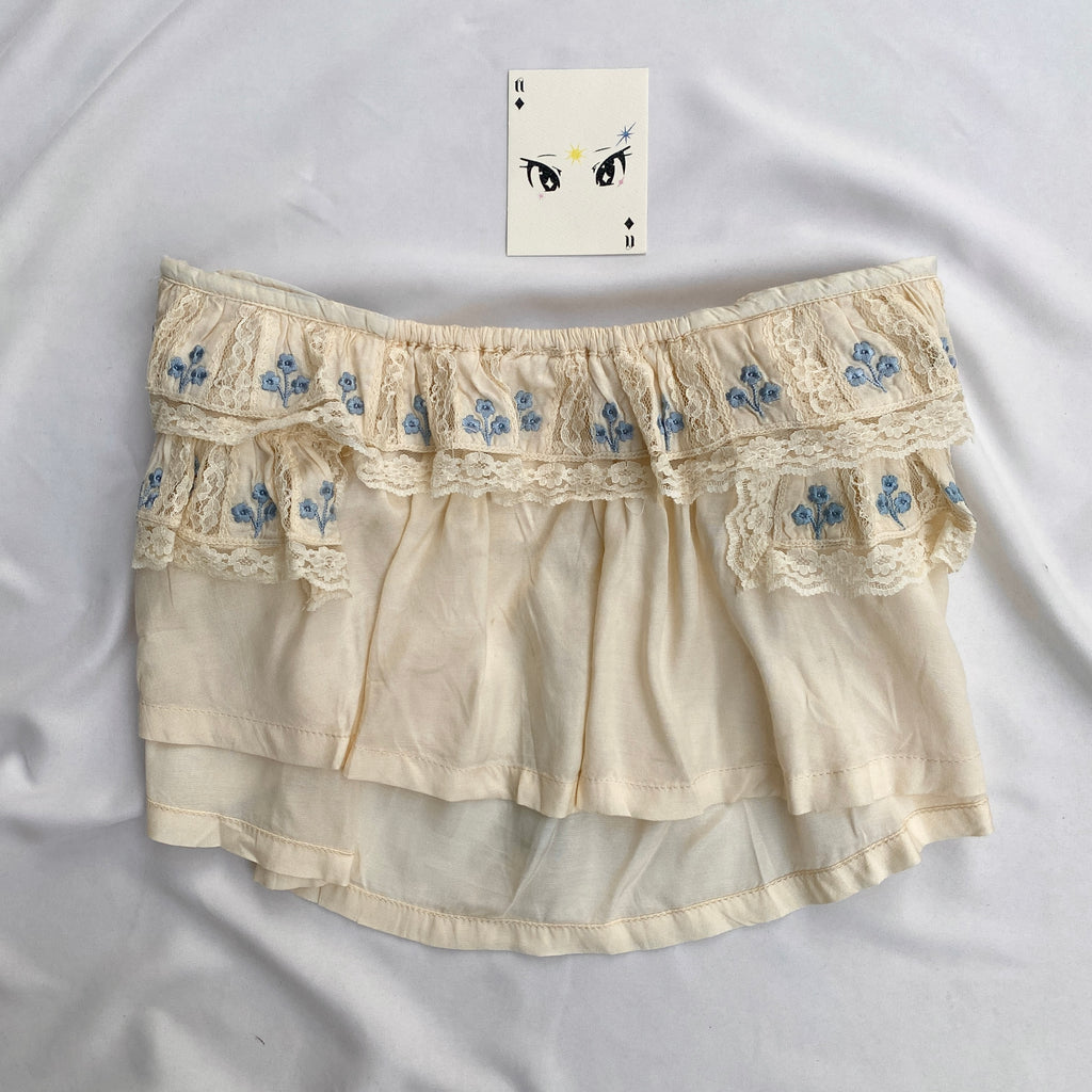 WHITE FRILLY TOP FROM FREE PEOPLE (Bust : 34-36, Upper Waist : 28-30)