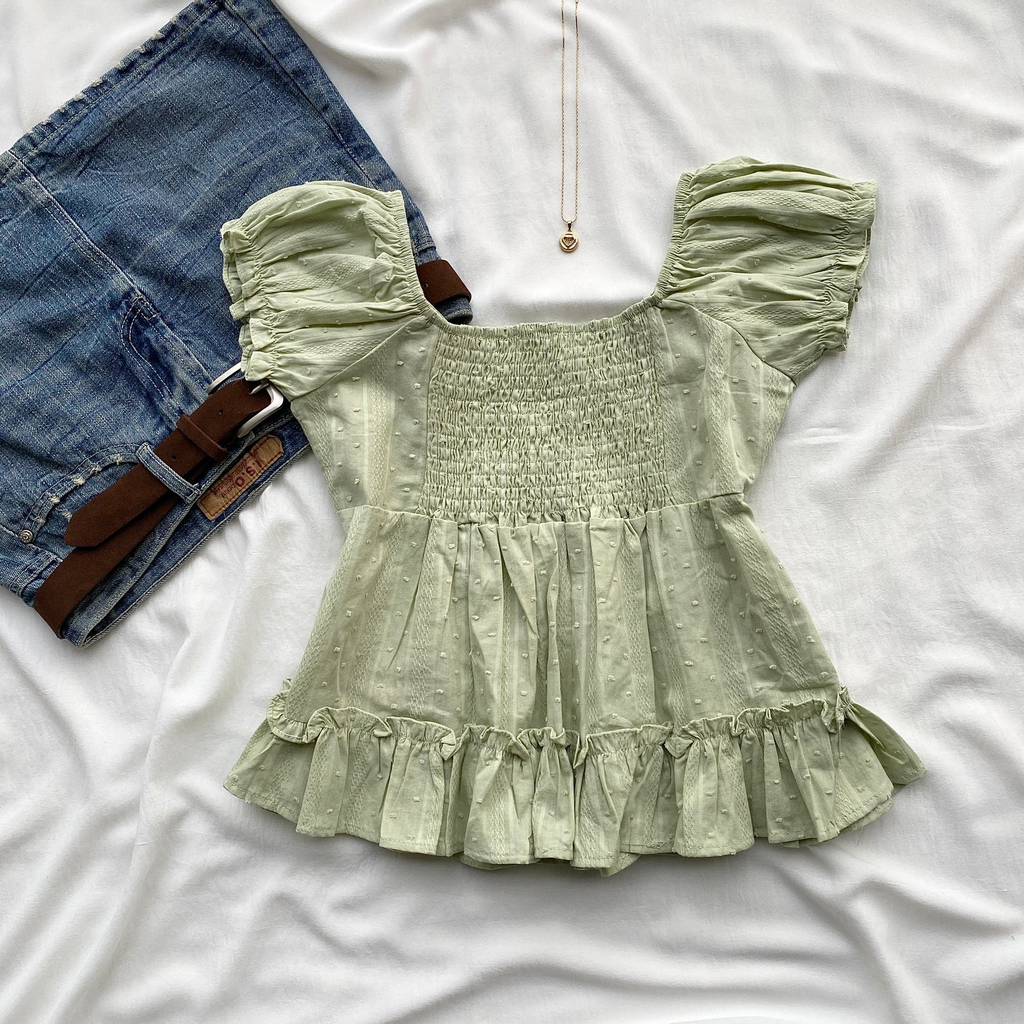 FLEUR TOP IN GREEN (Bust : 30-34, Upper Waist : 24-28)