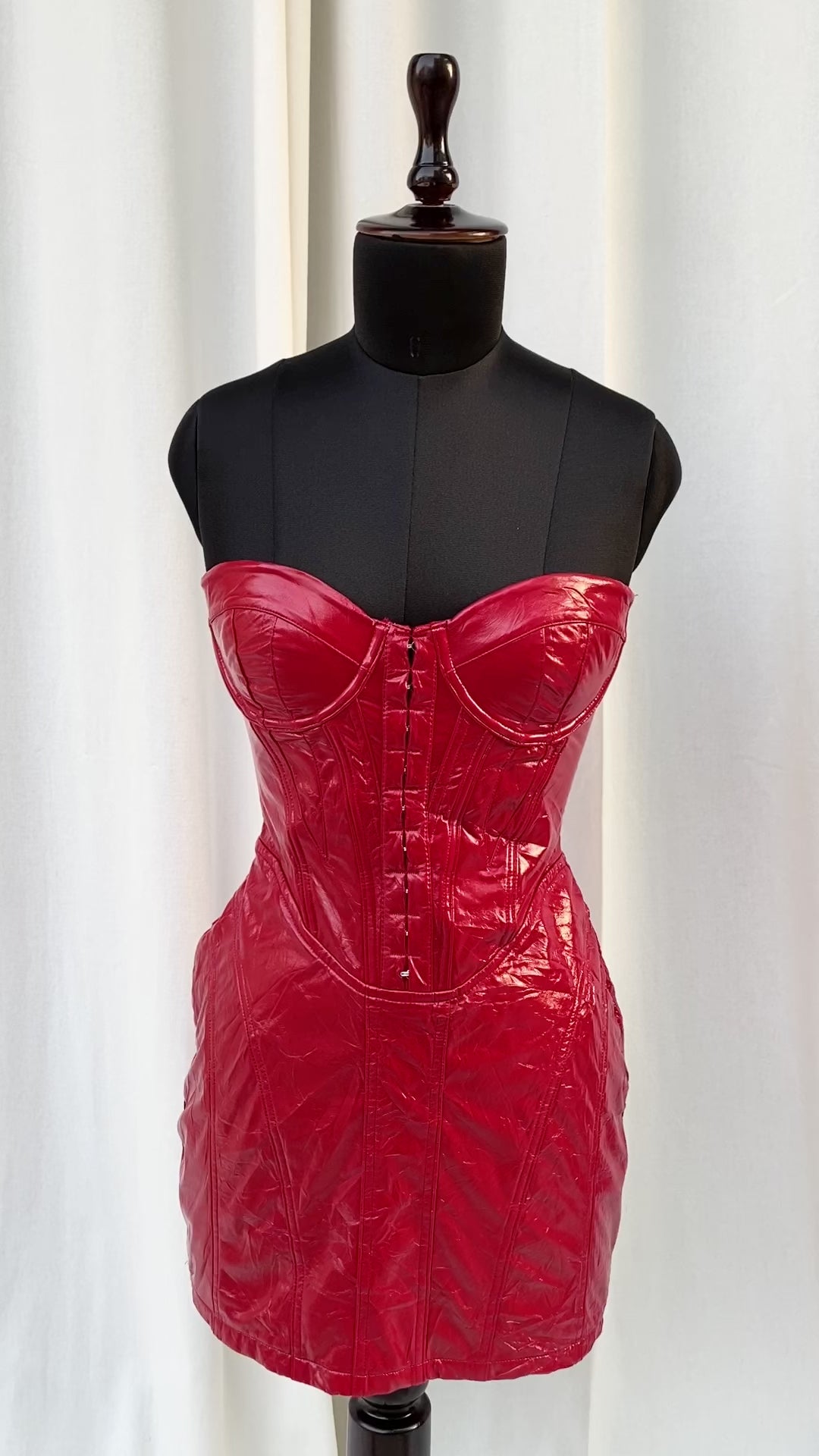 RED FAUX LEATHER DRESS (Bust : 34-36, Upper Waist : 28-30)