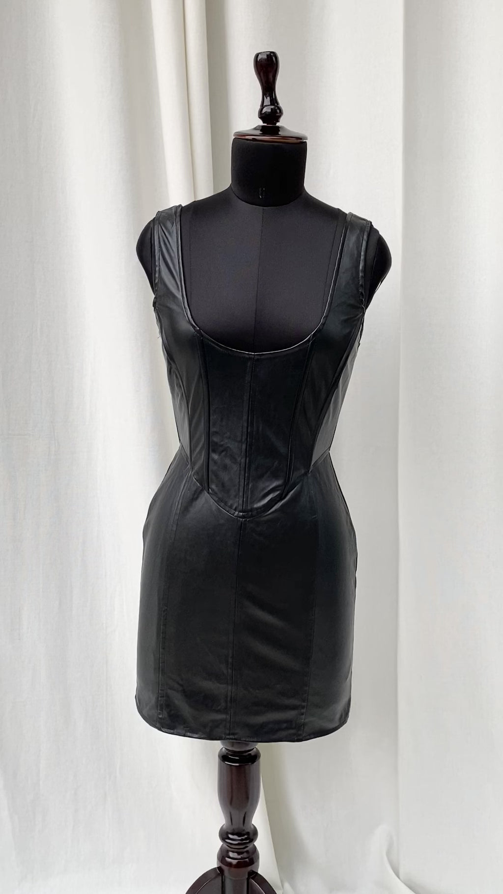 FAUX LEATHER CORSET DRESS (Bust : 30-34, Upper Waist : 24-28)