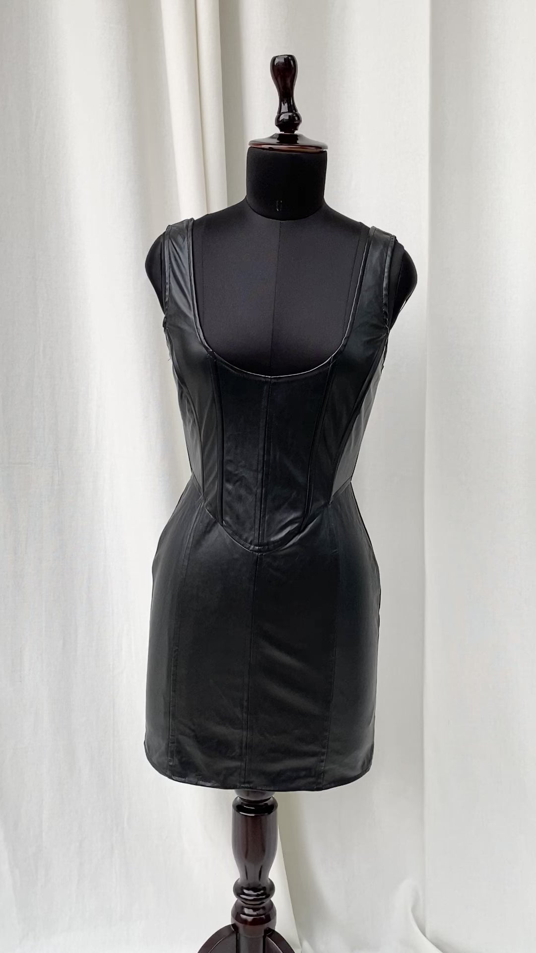 FAUX LEATHER CORSET DRESS (Bust : 30-34, Upper Waist : 24-28)
