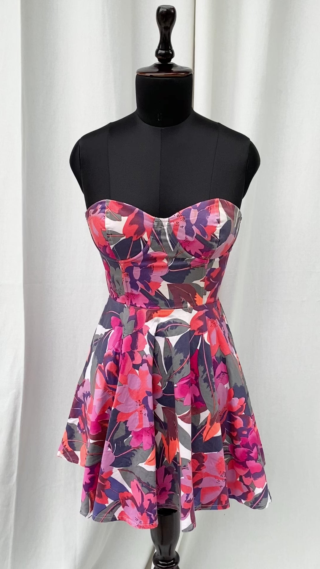 FLORAL CORSET DRESS (Bust : 30-34, Upper Waist : 24-26)